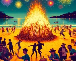 Sant Joan-catalunya- featuring a beach scene at night